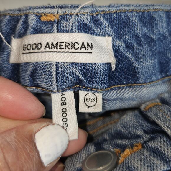 Good American Good Icon Jeans High Rise Distress Raw Hem Sz 6/28 - Picture 4 of 8